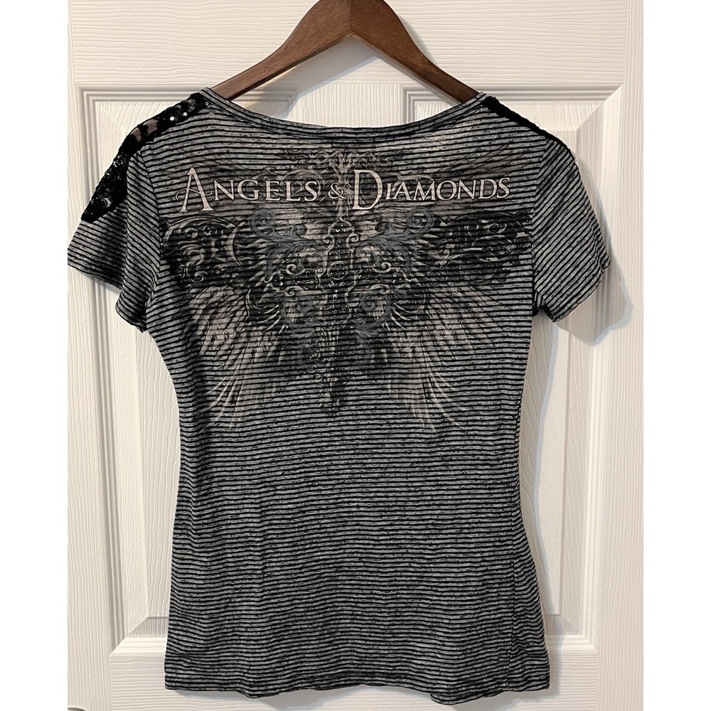 Y2K Angels & Diamonds Women's T-Shirt Multicolor Rhinestone L - Picture 4 of 6